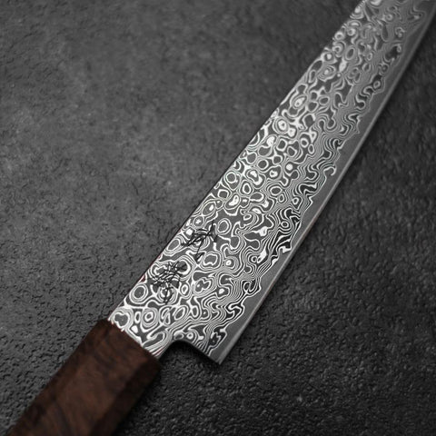 Petty VG-10 Damascus Brown Birch Handle 135mm (5.3”)-[Musashi]-[Japanese-Kitchen-Knives]