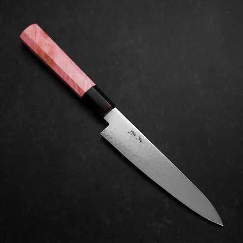 Petty VG-10 Damascus Buffalo Dark Pink Maple Handle 150mm-[Musashi]-[Japanese-Kitchen-Knives]