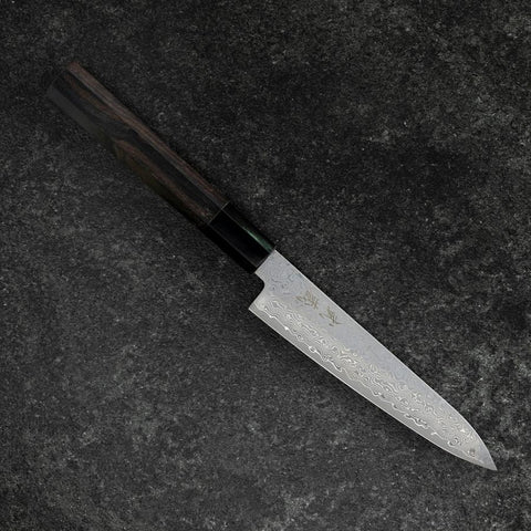Petty VG-10 Damascus Buffalo Ebony Handle 135mm (5.3”)-[Musashi]-[Japanese-Kitchen-Knives]