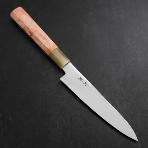 Petty VG-10 Damascus Buffalo Light Pink Maple Handle 150mm-[Musashi]-[Japanese-Kitchen-Knives]