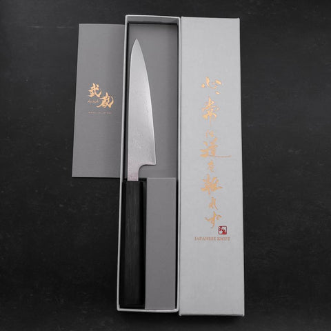Petty VG-10 Damascus Dark Blue Urushi Handle 140mm-[Musashi]-[Japanese-Kitchen-Knives]