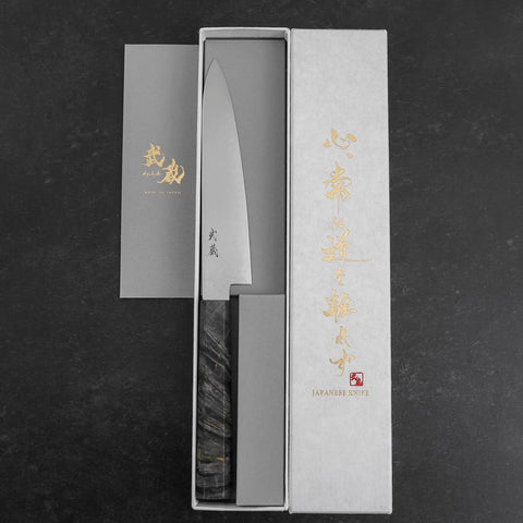 Petty VG-10 Damascus Gray Birch Handle 150mm (5.9”)-[Musashi]-[Japanese-Kitchen-Knives]