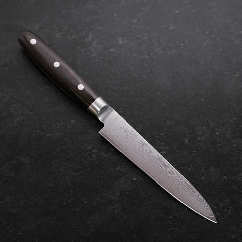 Petty VG-10 Damascus Western Black Round Handle 135mm (5.3”)-[Musashi]-[Japanese-Kitchen-Knives]