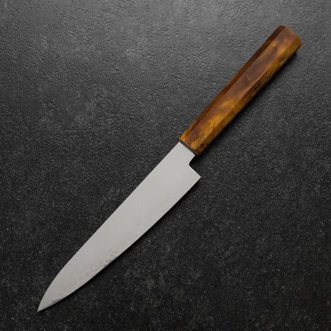 Petty VG-10 Damascus Yellow-Brown Birch Handle 150mm (5.9”)-[Musashi]-[Japanese-Kitchen-Knives]