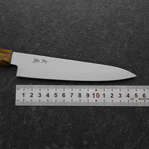 Petty VG-10 Damascus Yellow-Brown Birch Handle 150mm (5.9”)-[Musashi]-[Japanese-Kitchen-Knives]