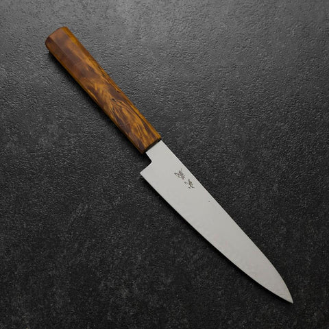 Petty VG-10 Damascus Yellow-Brown Birch Handle 150mm (5.9”)-[Musashi]-[Japanese-Kitchen-Knives]