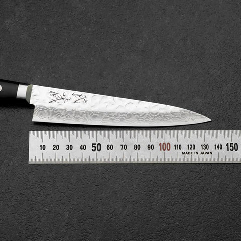 Petty VG-10 Mirror Tsuchime Damascus Western Black Handle 135mm-[Musashi]-[Japanese-Kitchen-Knives]