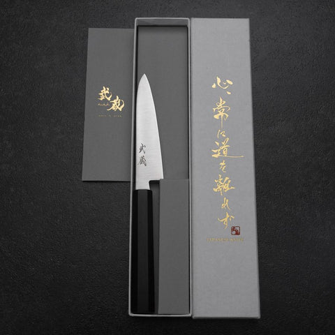 Petty VG-10 Polished Ebony Handle 115mm (4.5”)-[Musashi]-[Japanese-Kitchen-Knives]