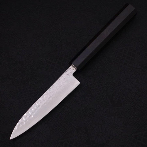 Petty VG-10 Tsuchime Damascus Buffalo Ebony Handle 120mm-[Musashi]-[Japanese-Kitchen-Knives]