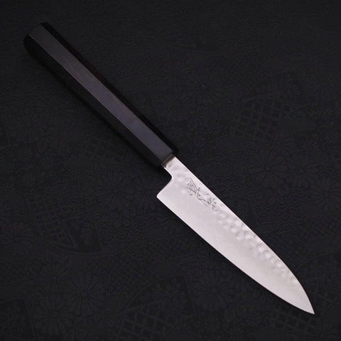 Petty VG-10 Tsuchime Damascus Buffalo Ebony Handle 120mm-[Musashi]-[Japanese-Kitchen-Knives]
