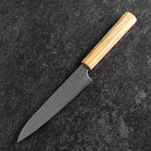 Petty VG-10 Tsuchime Damascus Olive Handle 150mm (5.9”)-[Musashi]-[Japanese-Kitchen-Knives]
