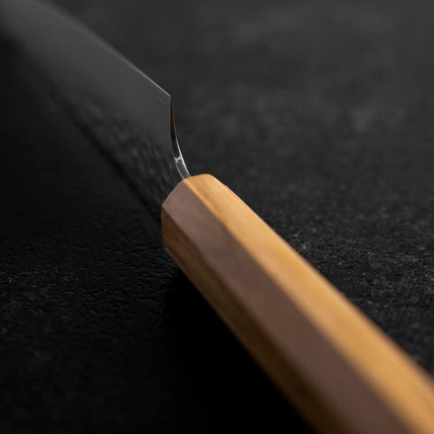 Petty VG-10 Tsuchime Damascus Olive Handle 150mm (5.9”)-[Musashi]-[Japanese-Kitchen-Knives]