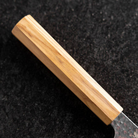 Petty VG-10 Tsuchime Damascus Olive Handle 150mm (5.9”)-[Musashi]-[Japanese-Kitchen-Knives]