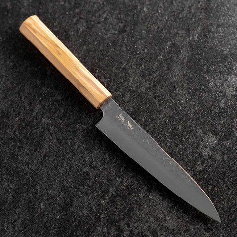 Petty VG-10 Tsuchime Damascus Olive Handle 150mm (5.9”)-[Musashi]-[Japanese-Kitchen-Knives]