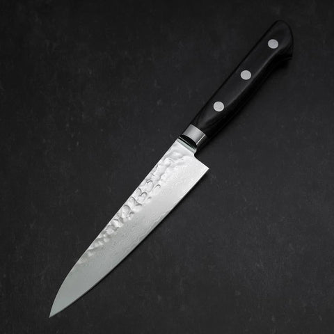 Petty VG-10 Tsuchime Damascus Western-Blue Handle 135mm-[Musashi]-[Japanese-Kitchen-Knives]