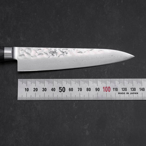 Petty VG-10 Tsuchime Damascus Western-Blue Handle 135mm-[Musashi]-[Japanese-Kitchen-Knives]