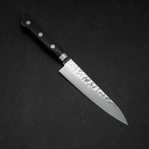 Petty VG-10 Tsuchime Damascus Western-Blue Handle 135mm-[Musashi]-[Japanese-Kitchen-Knives]