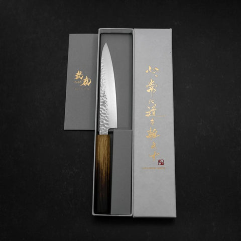 Petty VG-10 Tsuchime Damascus Yaki-Urushi Handle 150mm-[Musashi]-[Japanese-Kitchen-Knives]