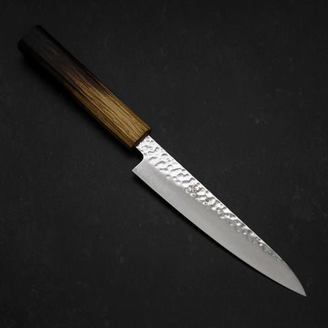 Petty VG-10 Tsuchime Damascus Yaki-Urushi Handle 150mm-[Musashi]-[Japanese-Kitchen-Knives]