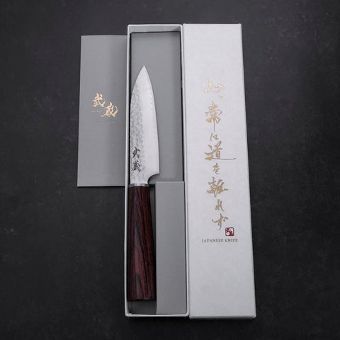 Petty VG-10 Tsuchime Oval Mahogany Handle 120mm (4.7”)-[Musashi]-[Japanese-Kitchen-Knives]