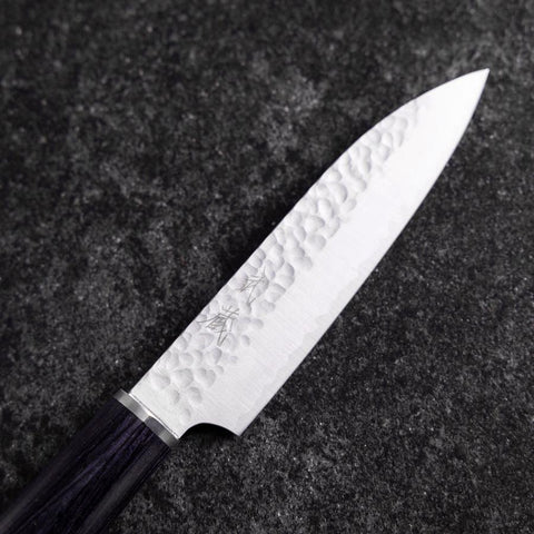 Petty VG-10 Tsuchime Oval Purple Handle 120mm-[Musashi]-[Japanese-Kitchen-Knives]