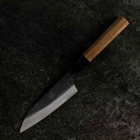 Petty White Steel #1 Kurouchi Buffalo Walnut Handle 130mm (5.1”)-[Musashi]-[Japanese-Kitchen-Knives]