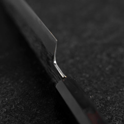 Petty White Steel #1 Tsuchime Buffalo Ebony Handle 135mm-[Musashi]-[Japanese-Kitchen-Knives]