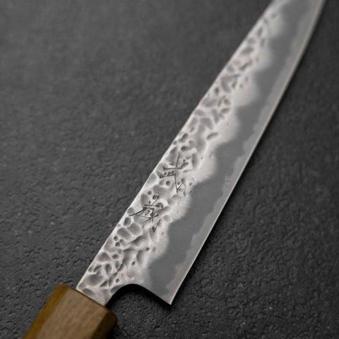 Petty White Steel #1 Tsuchime Oak Handle 140mm-[Musashi]-[Japanese-Kitchen-Knives]