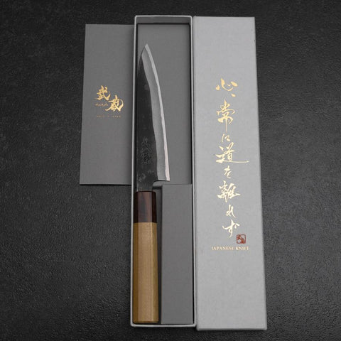 Petty White Steel #2 Kurouchi Zelkova Handle 150mm-[Musashi]-[Japanese-Kitchen-Knives]