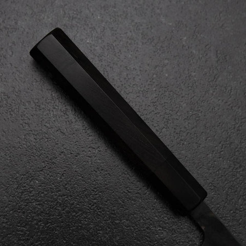 Petty White Steel #2 Stainless Clad Kurouchi Chokin Auspicious Cloud-Sun Buffalo Ebony Handle 150mm-[Musashi]-[Japanese-Kitchen-Knives]
