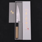 Petty White Steel #1 Polished Buffalo Magnolia Handle 135mm-[Musashi]-[Japanese-Kitchen-Knives]