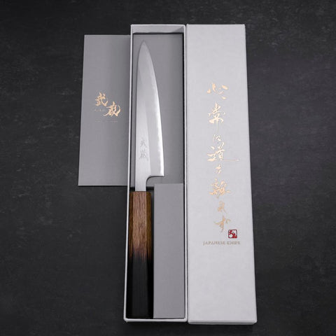 Petty White Steel #1 Polished Yaki Urushi Handle 150mm-[Musashi]-[Japanese-Kitchen-Knives]