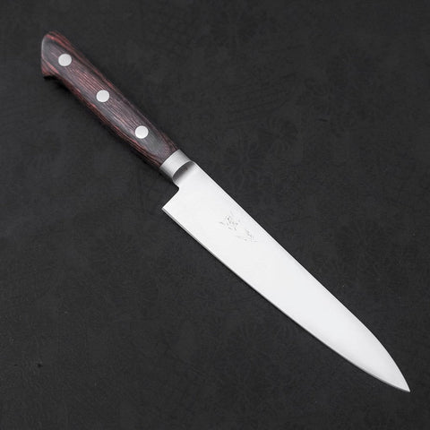 Petty knife AUS-8 Polished Western Mahogany Handle 150mm-[Musashi]-[Japanese-Kitchen-Knives]