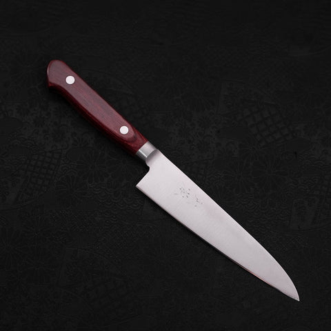 Petty knife AUS-8 Polished Western Red Handle 130mm-[Musashi]-[Japanese-Kitchen-Knives]