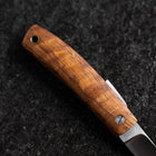Pocket Knife AUS-8 Hawaiian Koa Outdoor Knife 55mm with Leather Sheath (2.2”)-[Musashi]-[Japanese-Kitchen-Knives]