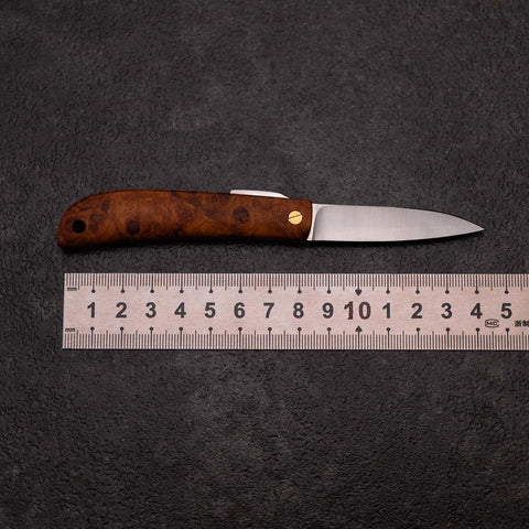 Pocket Knife VG-10 Karin 60mm with Leather Sheath-[Musashi]-[Japanese-Kitchen-Knives]