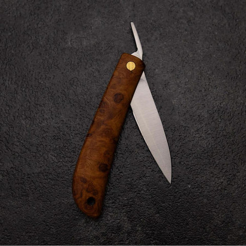 Pocket Knife VG-10 Karin 60mm with Leather Sheath-[Musashi]-[Japanese-Kitchen-Knives]