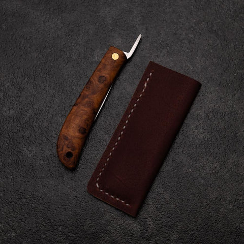 Pocket Knife VG-10 Karin 60mm with Leather Sheath-[Musashi]-[Japanese-Kitchen-Knives]