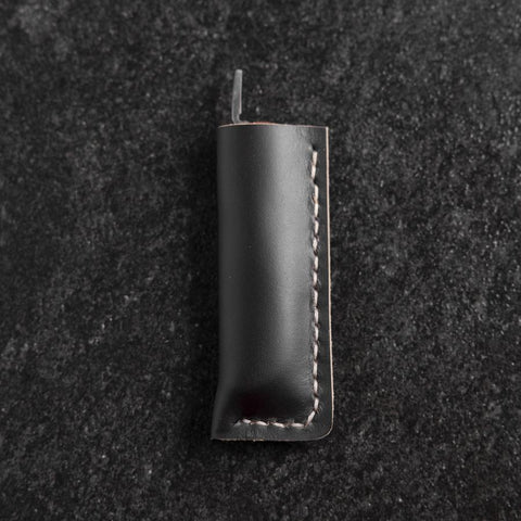 Pocket Knife VG-10 Stabilized Wood Outdoor Knife (Angled edge blade) 60mm with Leather Sheath (2.4”)-[Musashi]-[Japanese-Kitchen-Knives]