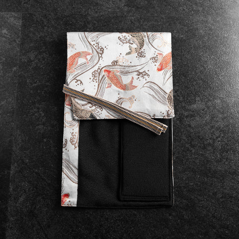 Funda enrollable para cuchillos estilo japonés Musashi – Koi Blanco 1 bolsillo Hecha a Mano