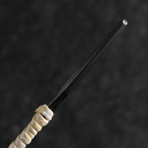Razor/Kamisori Blue Steel #2 Kurouchi White Cord Handle 50mm with wooden box (2”)-[Musashi]-[Japanese-Kitchen-Knives]