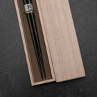 Rokkaku Akira (hexagon) Lacquered Wooden Chopsticks 235mm Black with Paulownia Wooden Box-[Musashi]-[Japanese-Kitchen-Knives]