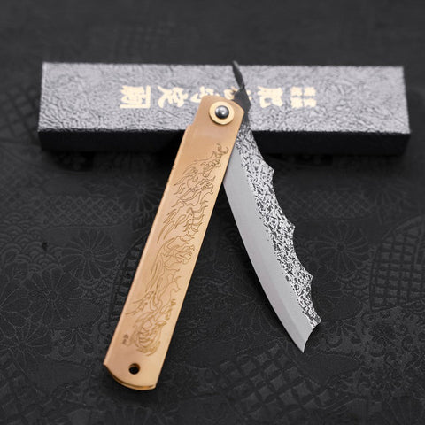 Ryubu-Dragón Latón Higonokami Aogami 120  mm