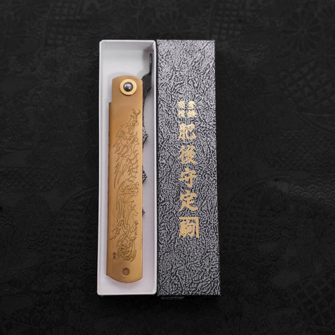 Ryubu-Dragón Latón Higonokami Aogami 120  mm