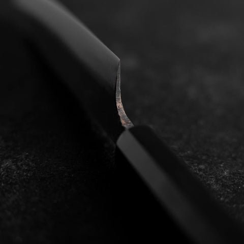 Sabaki White Steel #2 Kurouchi Buffalo Ebony Handle 140mm (5.5”)-[Musashi]-[Japanese-Kitchen-Knives]