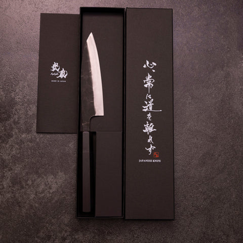 Sabaki White Steel #2 Kurouchi Buffalo Ebony Handle 140mm-[Musashi]-[Japanese-Kitchen-Knives]