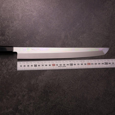 Sakimaru Takohiki White Steel #2 Moon-Fuji Water Honyaki Buffalo Ebony Handle 270mm with Magnolia Sheath-[Musashi]-[Japanese-Kitchen-Knives]