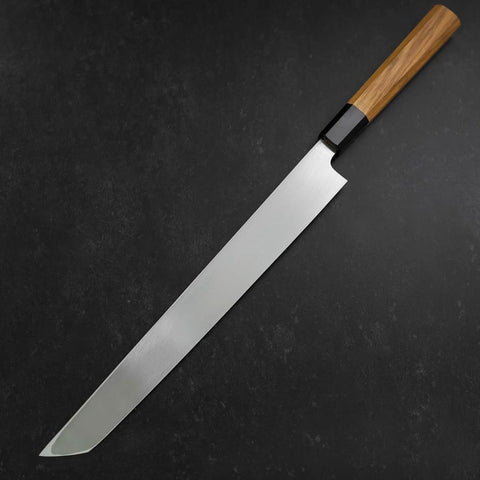 Sakimaru Takohiki White Steel #2 Kasumi Buffalo Teak Handle 300mm-[Musashi]-[Japanese-Kitchen-Knives]