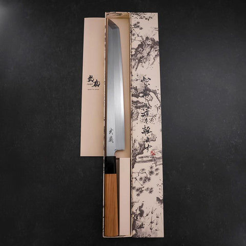 Sakimaru Takohiki White Steel #2 Kasumi Buffalo Teak Handle 300mm-[Musashi]-[Japanese-Kitchen-Knives]