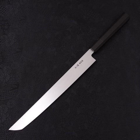 Sakimaru Takohiki White Steel #2 Moon-Fuji Water Honyaki Buffalo Ebony Handle 270mm-[Musashi]-[Japanese-Kitchen-Knives]